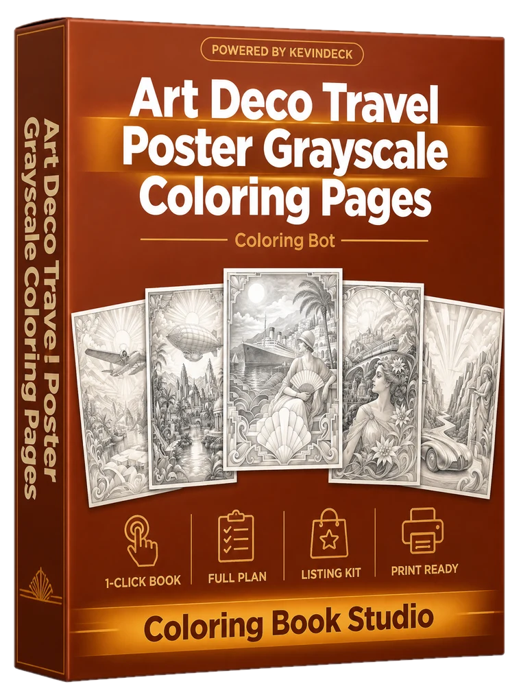Streamlined, the art deco travel poster grayscale coloring pages studio