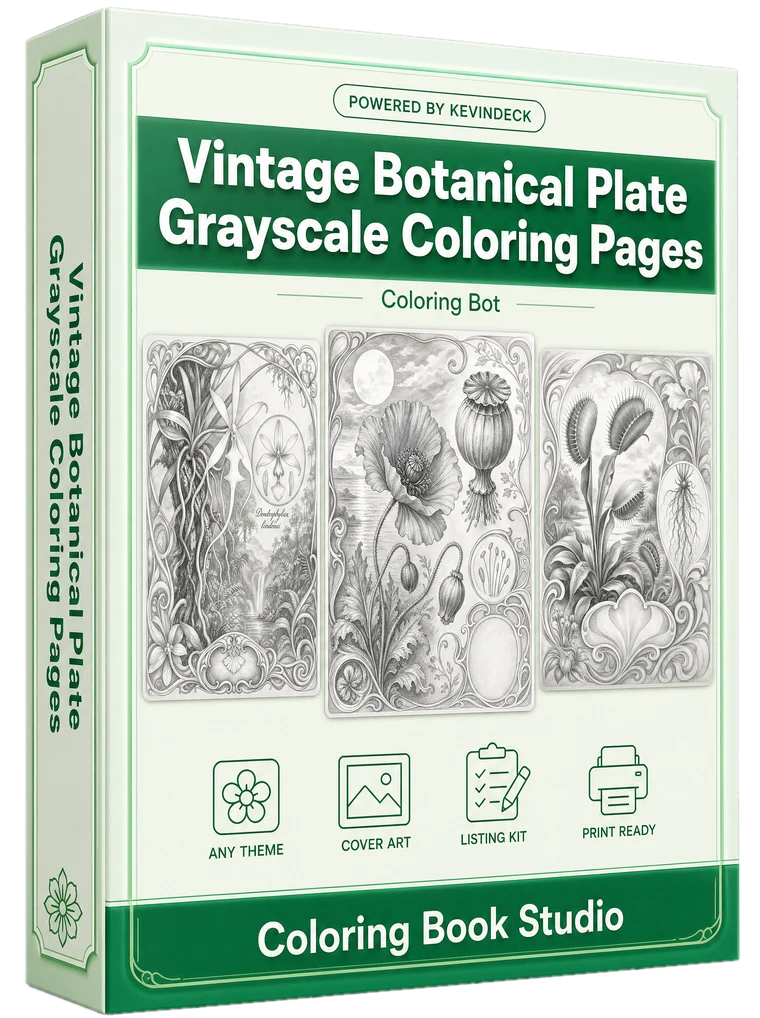 Naturalist, the vintage botanical plate grayscale coloring pages studio