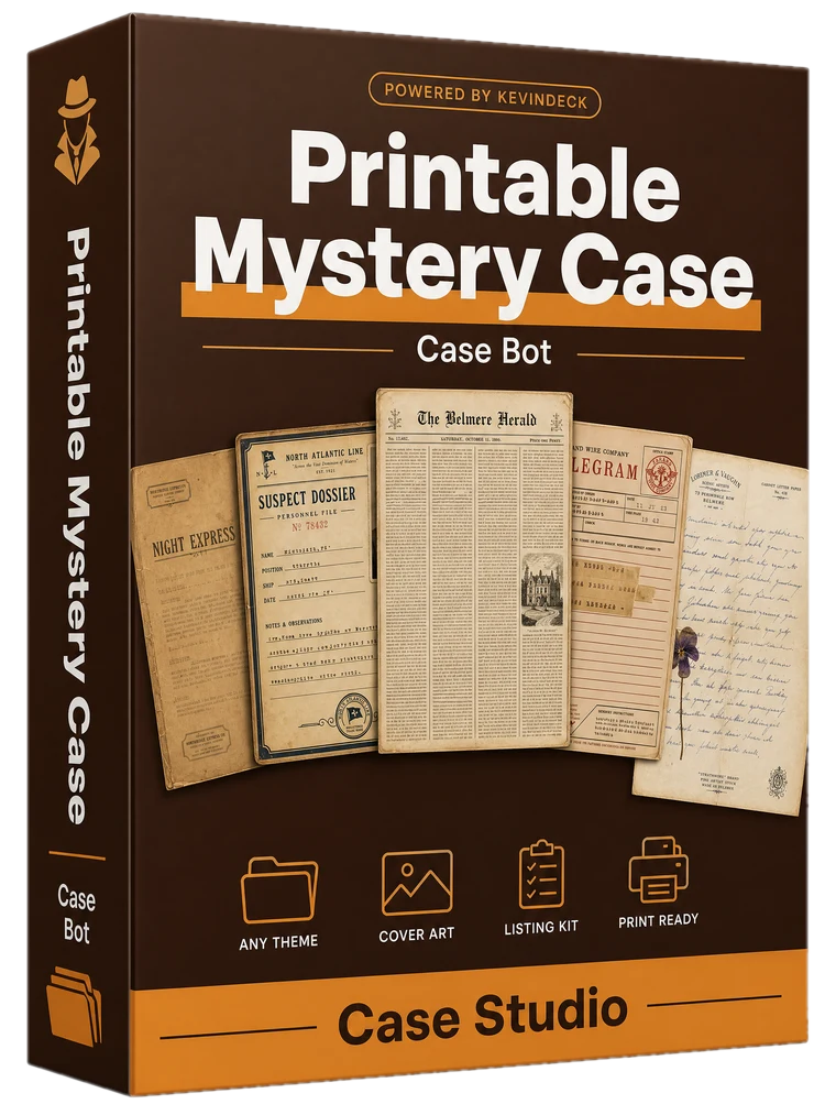 Hollis, the printable mystery case studio